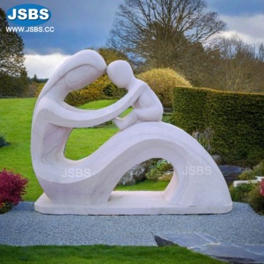 White Abstract Mother and Child Statue, JS-AS030