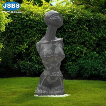 Black Marble Girl Portrait Sculpture, JS-AS017