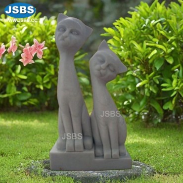 Double Cat Marble Statue, JS-AS009B