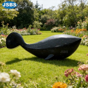 Black Marble Whale Sculpture, Black Marble Whale Sculpture