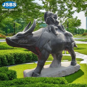 Marble Cowboy and Cattle Sculpture, Marble Cowboy and Cattle Sculpture