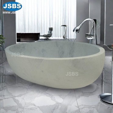 White Oval Marble Bathtub, JS-BT015