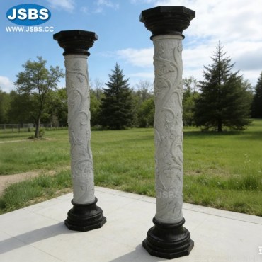 White and Black Grape marble Column, JS-CM182