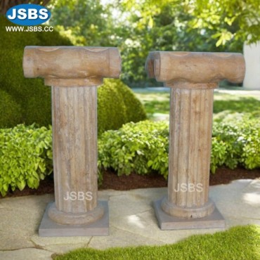 Small Beige travertine Ionic Pedestal, JS-CM009