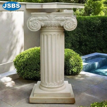 White Marble Small Ionic Pedestal, JS-CM013