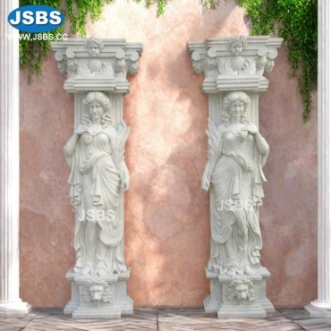 White marble caryatid Column, JS-CM027