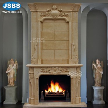 Cream Marble Overmantel, JS-FP394