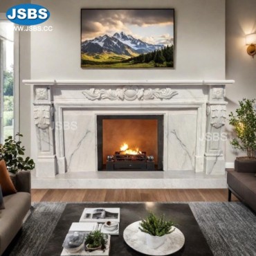 White Marble Width Fireplace, JS-FP401