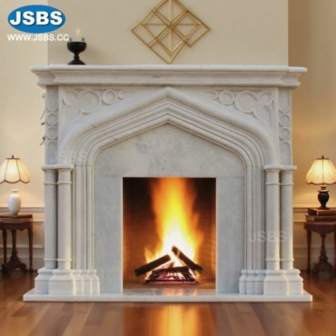 Indoor White Marble Fireplace, Indoor White Marble Fireplace
