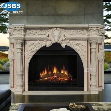 Animal Head Multi-Color Fireplace Mantel, JS-FP045