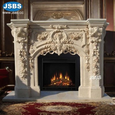 Classical Cream Fireplace Mantel, JS-FP005