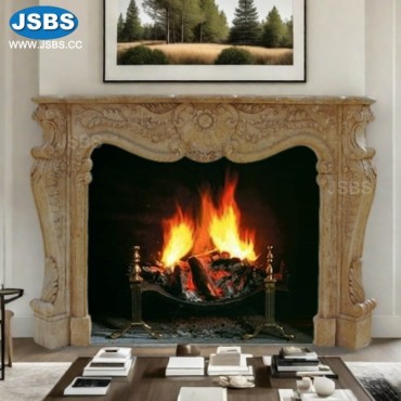 Travertine boutique fireplace mantel, js-fp479