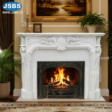 White Marble Flower Fireplace Mantel, White Marble Flower Fireplace Mantel
