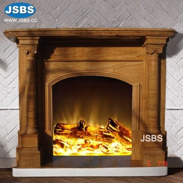 Cheap Yellow Sandstone Fireplace Mantel, JS-FP007