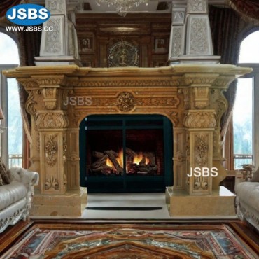 Top Selling Yellow Marble Fireplace, JS-FP019