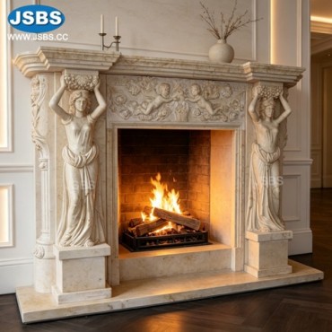 Natural Cream Lady Fireplace Mantel, JS-FP018
