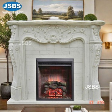 Bianco Perlino White Marble Mantel, JS-FP029