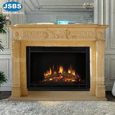 Dark Yellow Marble Fireplace, JS-FP040