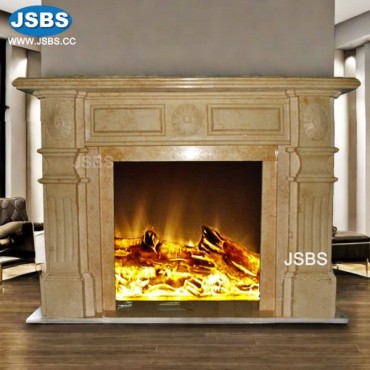 Elegant Yellow Marble Mantel, JS-FP026