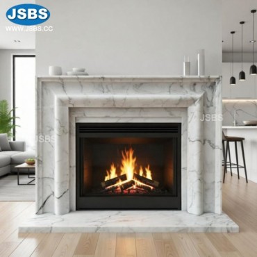Veined White Marble Fireplace Mantel, js-fp527