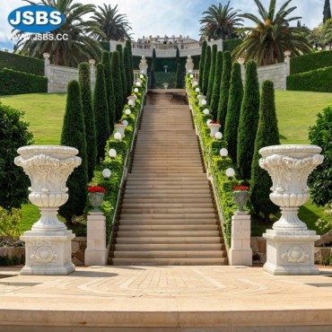 White Marble Planter in Pair, JS-P321