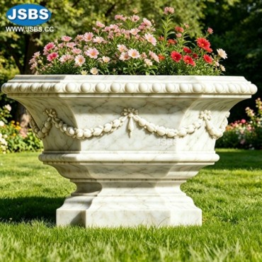 White Marble Flower Pot, JS-P327