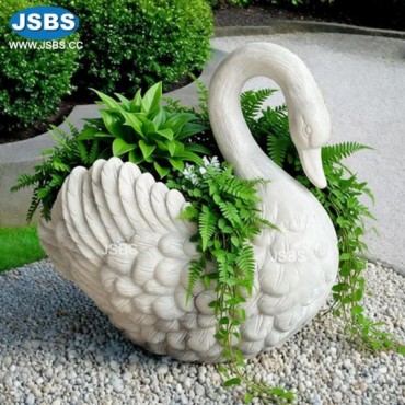 White Marble Swan Planter, White Marble Swan Planter