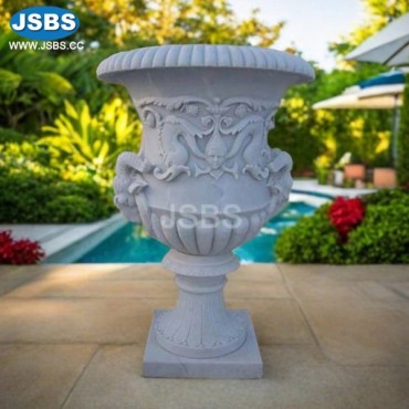 White Marble Tall Planter, JS-P020