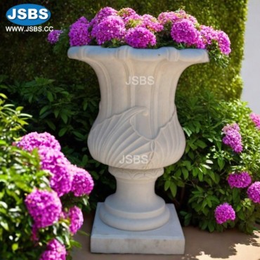 Classical white marble flower pot, JS-P008