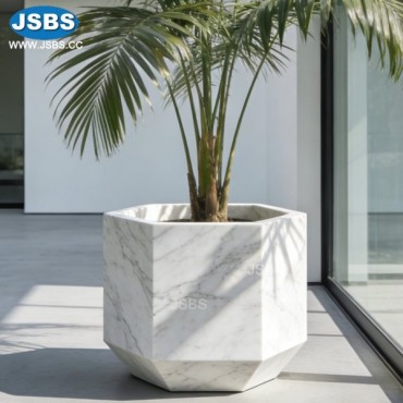 White Marble Geometric cutting Planter, White Marble Geometric cutting Planter