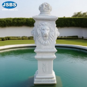 White Marble Lion Head Water Fountain Center, White Marble Lion Head Water Fountain Center