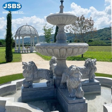 White Marble Lion Chateau Fountain, JS-FT283