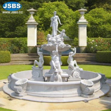 White Marble Girl Statue Fountain, JS-FT083