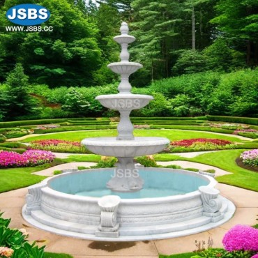 Four Tier White Marble Fish Fountain, JS-FT061