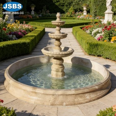 Three tier travertine water fountain, Three tier travertine water fountain