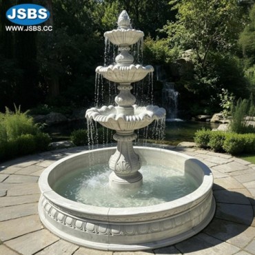 White Marble Three Tier Water Fountain, js-ft323