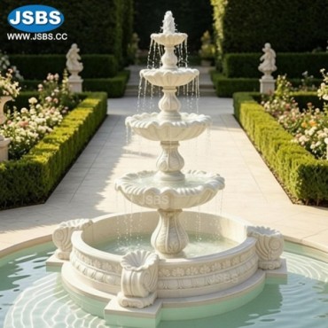Four Tier White Marble Garden Fountain, Four Tier White Marble Garden Fountain