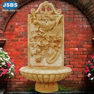 Travertine flower and fruit wall fountain, Travertine flower and fruit wall fountain