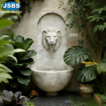 White Marble Lion Head Wall Fountain, White Marble Lion Head Wall Fountain