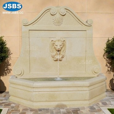 Cream Marble Lion Head Wall Fountain, Cream Marble Lion Head Wall Fountain