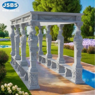 White Marble Girl Caryatid Gazebo, White Marble Girl Caryatid Gazebo