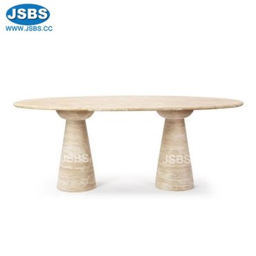 Lovey Stone Table with two Pedestal, JS-MD021