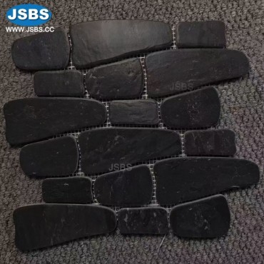 Black Marble Tile with Mesh Backing, JS-MC110