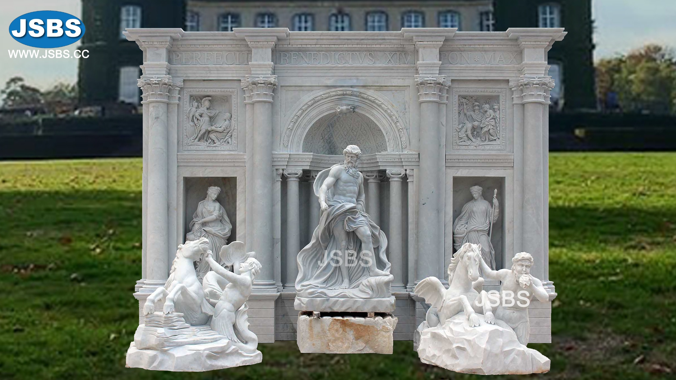 Classical White Marble Trevi Fountain