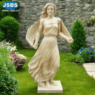 Cream marble modern girl with cloak Statue, JS-C009