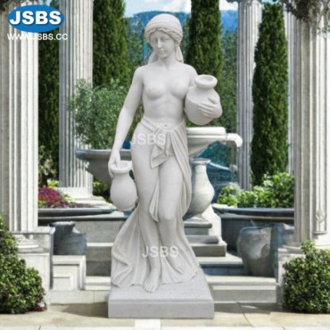 White Marble Naked Girl with Pot Statue, White Marble Naked Girl with Pot Statue