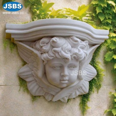 White Marble Cherub Head Wall Support, White Marble Cherub Head Wall Support