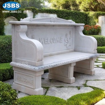 Large White Marble Welcome Bench, JS-T008