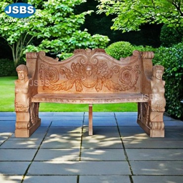 Marble Bench with Sculpture, JS-T017