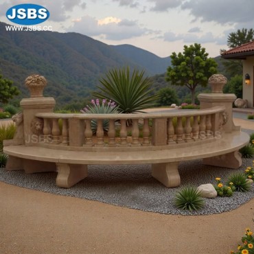 Yellow Marble curved Lion Head Long Bench, JS-T166